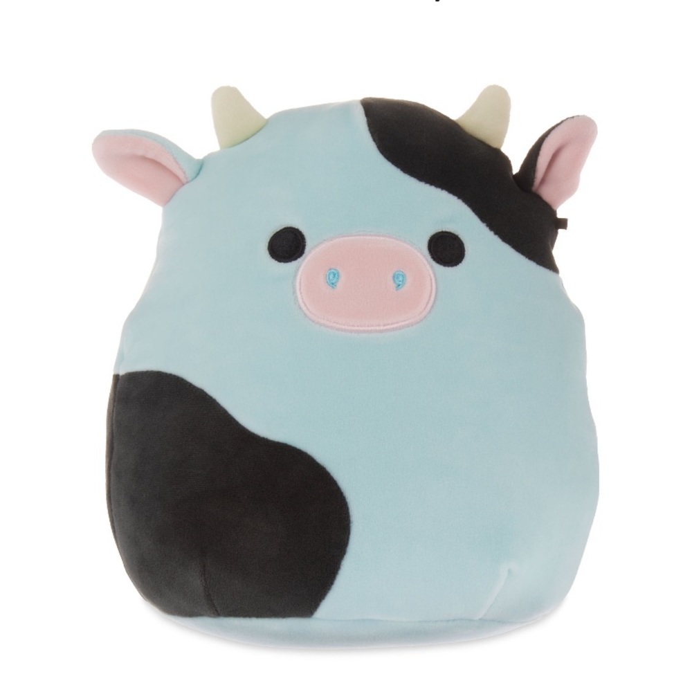 - Cillian 8” Cow Squishmallow Easter 2023 New Release NWT light blue black